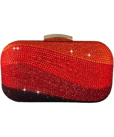 Sea Wave Luxury Crystal Clutch Evening Bags for Women Colorful Rhinestone Wedding Handbags and Purses Red $17.55 Evening Bags