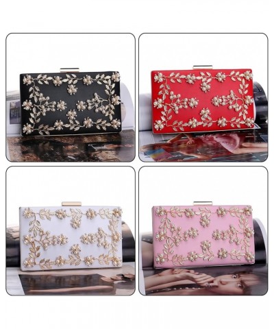 Evening Bag for Women Elegant Flower Clutch Purses Artificial Pearl Crossbody Shoulder Bags for Prom Party Cocktail Red $26.2...