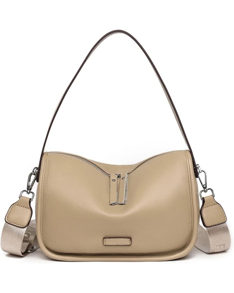 Large Capacity Soft Genuine Leather Women Shoulder Messenger Bag Cowhide Handbag Female Crossbody Tote Khaki $26.27 Crossbody...