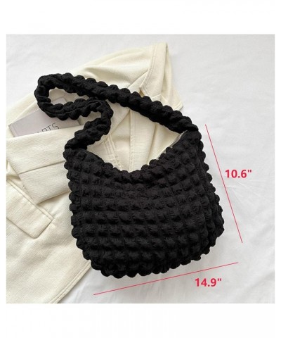 Korean Tote Bag Commuter Leisure Cloud Puff Bag Pleated Bag Women's Satchel Handbags,Gift for Women Black $11.50 Satchels