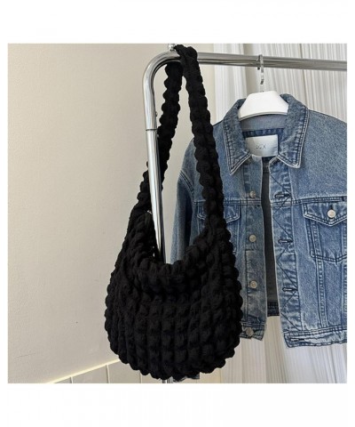 Korean Tote Bag Commuter Leisure Cloud Puff Bag Pleated Bag Women's Satchel Handbags,Gift for Women Black $11.50 Satchels