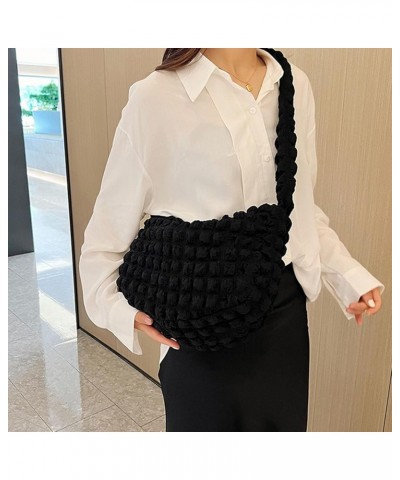 Korean Tote Bag Commuter Leisure Cloud Puff Bag Pleated Bag Women's Satchel Handbags,Gift for Women Black $11.50 Satchels