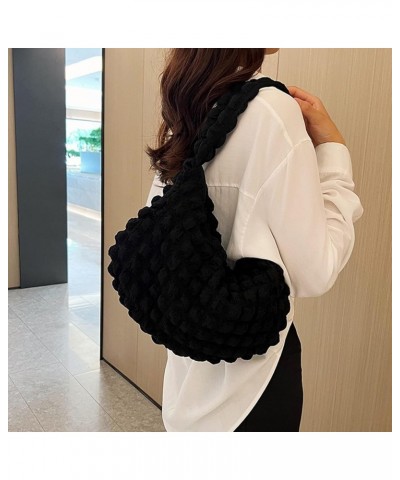 Korean Tote Bag Commuter Leisure Cloud Puff Bag Pleated Bag Women's Satchel Handbags,Gift for Women Black $11.50 Satchels