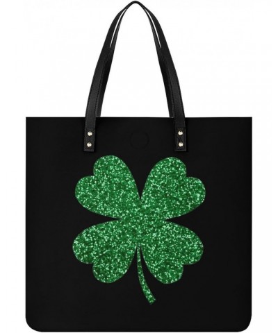 Four Leaf Clover Lucky Tote Bag for Women PU Leather Shoulder Bag Large Capacity Handbags for Work Shopping $19.32 Totes