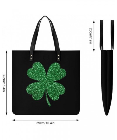 Four Leaf Clover Lucky Tote Bag for Women PU Leather Shoulder Bag Large Capacity Handbags for Work Shopping $19.32 Totes