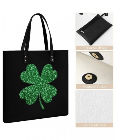 Four Leaf Clover Lucky Tote Bag for Women PU Leather Shoulder Bag Large Capacity Handbags for Work Shopping $19.32 Totes