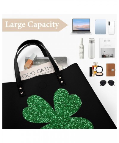 Four Leaf Clover Lucky Tote Bag for Women PU Leather Shoulder Bag Large Capacity Handbags for Work Shopping $19.32 Totes