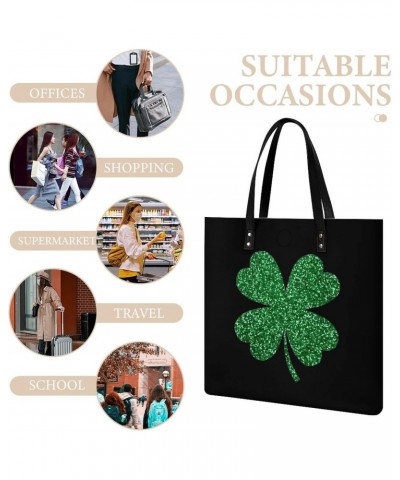 Four Leaf Clover Lucky Tote Bag for Women PU Leather Shoulder Bag Large Capacity Handbags for Work Shopping $19.32 Totes