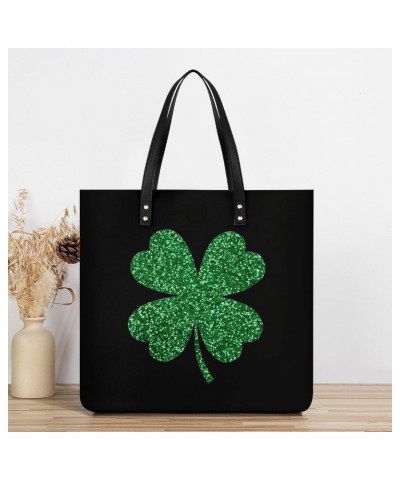 Four Leaf Clover Lucky Tote Bag for Women PU Leather Shoulder Bag Large Capacity Handbags for Work Shopping $19.32 Totes