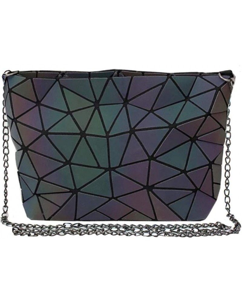 Fashion Holographic Laser Shoulder Bag Geometric Envelope Clutch Chain Crossbody Purse Luminous Grey $16.79 Shoulder Bags