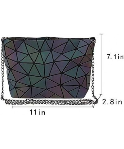 Fashion Holographic Laser Shoulder Bag Geometric Envelope Clutch Chain Crossbody Purse Luminous Grey $16.79 Shoulder Bags