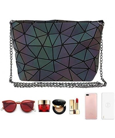 Fashion Holographic Laser Shoulder Bag Geometric Envelope Clutch Chain Crossbody Purse Luminous Grey $16.79 Shoulder Bags