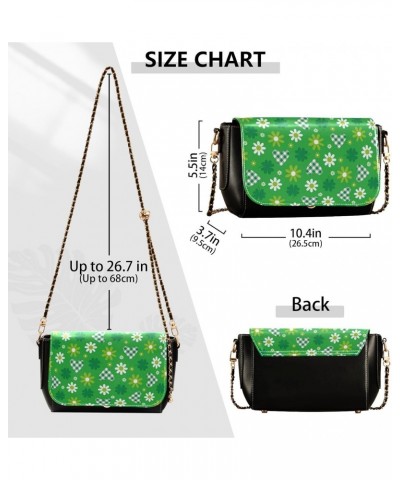 Purse Crossbody Women Leather Belt Bag Handbag with Credit Card Slots Mini Purse Green Hearts and Flowers Lucky St. Patrick's...