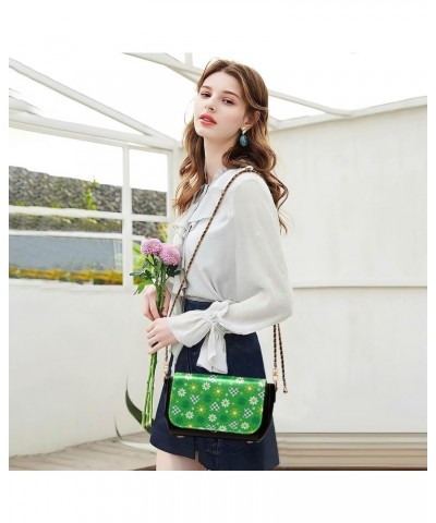 Purse Crossbody Women Leather Belt Bag Handbag with Credit Card Slots Mini Purse Green Hearts and Flowers Lucky St. Patrick's...