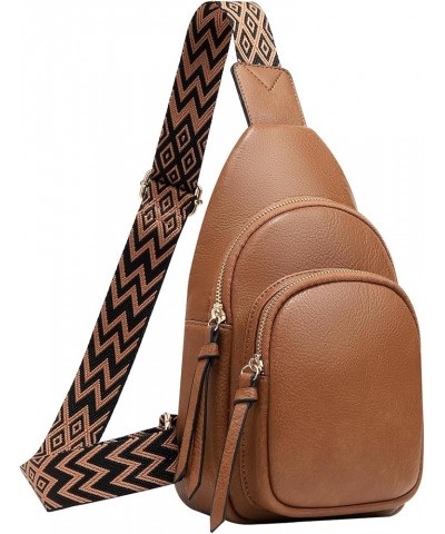 Small Sling Bag for Women Vegan Leather Crossbody Chest Bags Purses with Guitar Strap for Travel Sport Brown $13.64 Crossbody...