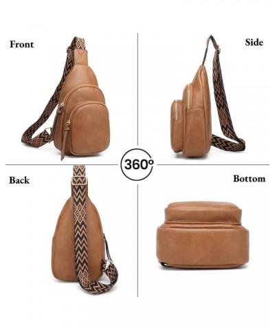 Small Sling Bag for Women Vegan Leather Crossbody Chest Bags Purses with Guitar Strap for Travel Sport Brown $13.64 Crossbody...