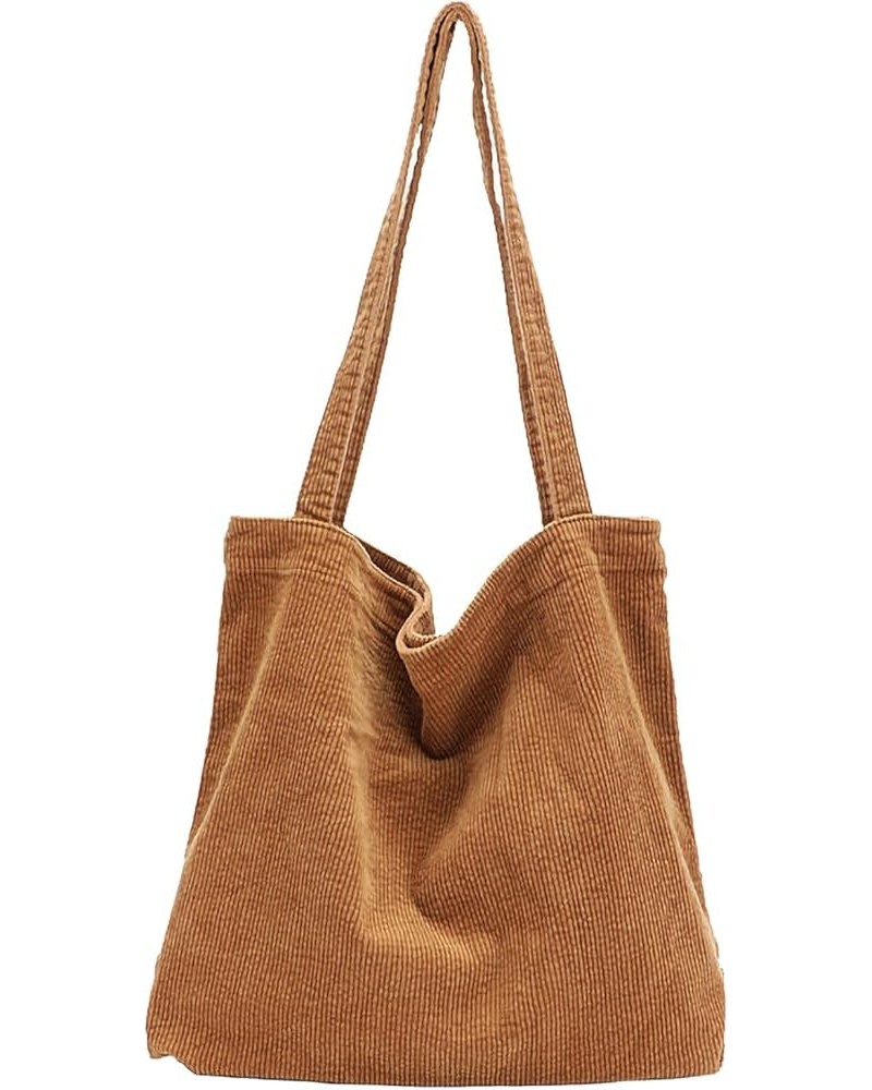 Corduroy Tote Bag for Women Canvas Shoulder Handbags Cute Large Purse 005-brown $14.15 Totes