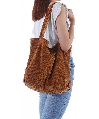 Corduroy Tote Bag for Women Canvas Shoulder Handbags Cute Large Purse 005-brown $14.15 Totes