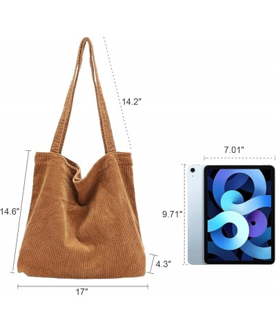 Corduroy Tote Bag for Women Canvas Shoulder Handbags Cute Large Purse 005-brown $14.15 Totes