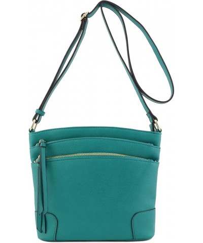 Triple Zipper Pocket Medium Crossbody Bag Teal $14.01 Crossbody Bags