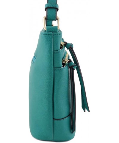 Triple Zipper Pocket Medium Crossbody Bag Teal $14.01 Crossbody Bags