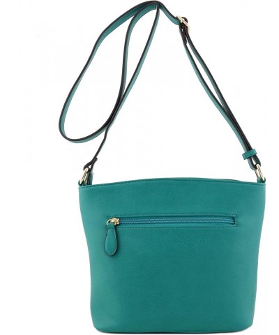 Triple Zipper Pocket Medium Crossbody Bag Teal $14.01 Crossbody Bags