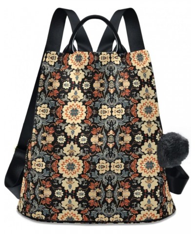 Boho Flowers Black Womens Backpack Purse Anti Theft Travel Backpack Shoulder Bag Casual Daypack for Work Travel Ladies Women ...