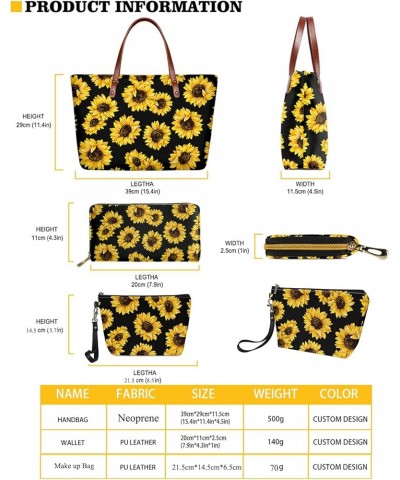 Purses and Handbags for Womens Satchel Shoulder Tote Bags Wallets 3PCS Sky Yellow Sunflower Cow $29.69 Totes