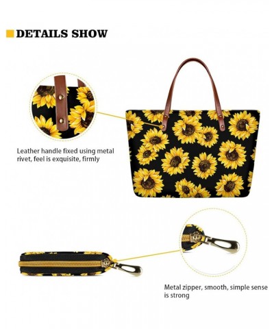 Purses and Handbags for Womens Satchel Shoulder Tote Bags Wallets 3PCS Sky Yellow Sunflower Cow $29.69 Totes