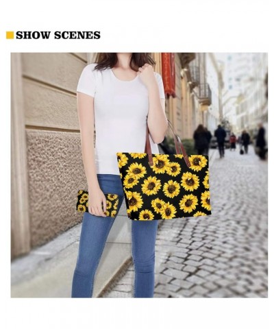 Purses and Handbags for Womens Satchel Shoulder Tote Bags Wallets 3PCS Sky Yellow Sunflower Cow $29.69 Totes