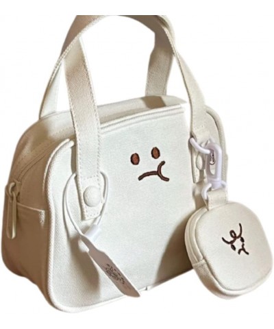 Aesthetic Tote Bag Kawaii Hobo Bag Inclined Shoulder Bag Large Capacity for Girls Women Office School (White) White $17.67 Totes