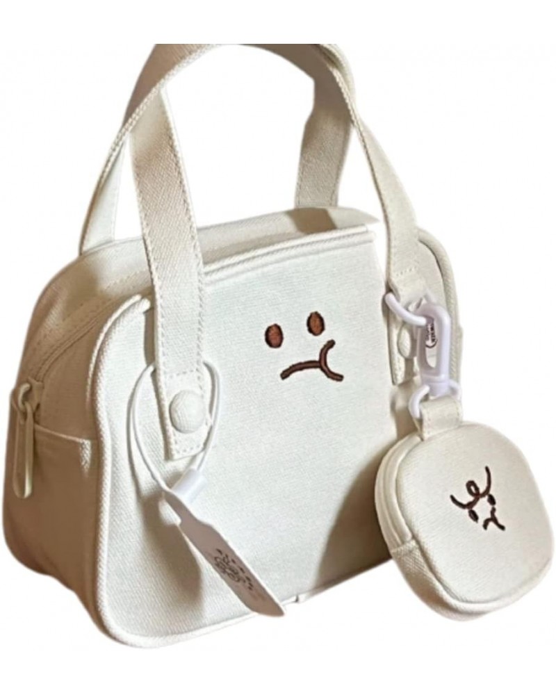 Aesthetic Tote Bag Kawaii Hobo Bag Inclined Shoulder Bag Large Capacity for Girls Women Office School (White) White $17.67 Totes