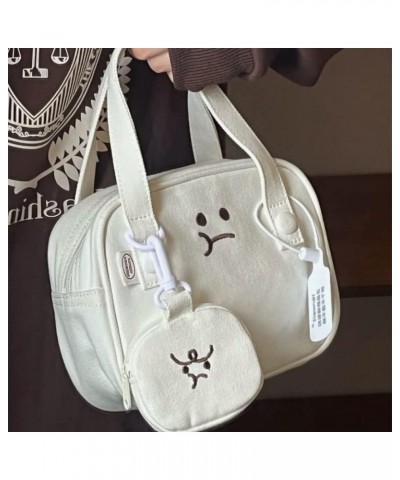 Aesthetic Tote Bag Kawaii Hobo Bag Inclined Shoulder Bag Large Capacity for Girls Women Office School (White) White $17.67 Totes