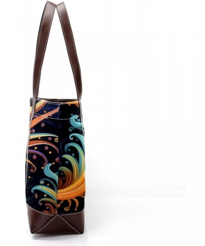 Sea Slugs Canvas Leather Mix Hand-Held Women's Bag – 13.3x4.7x12.2 in – Stylish and Functional $19.68 Handbags