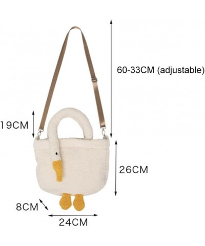 Plush Crossbody Bag Soft Cartoon Goose Female Tote Bags Casual Portable Adjustable Strap Simple Warm for Shopping Style 2 $11...