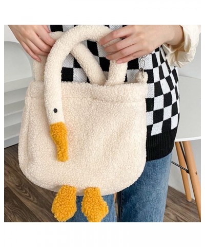 Plush Crossbody Bag Soft Cartoon Goose Female Tote Bags Casual Portable Adjustable Strap Simple Warm for Shopping Style 2 $11...