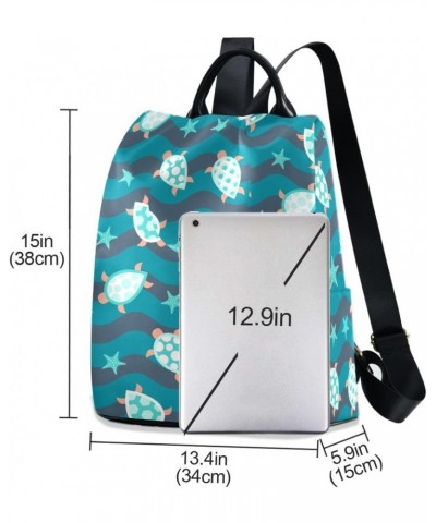 Backpack Purse for Women Fashion Travel Anti-theft Cute Turtles Wave Daypack Casual Shoulder Bag Medium Size $21.80 Backpacks