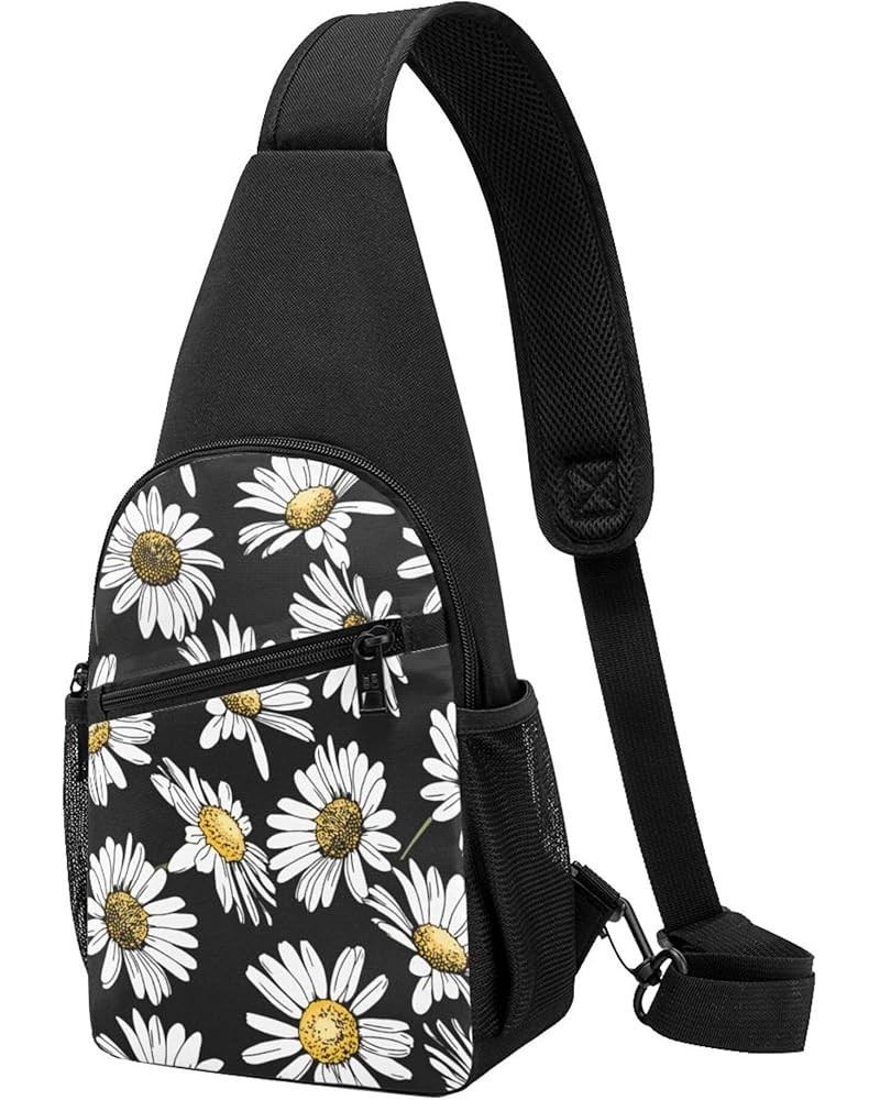 Men and Women Sling Bag Chest Daypack, Compatible with Floral Flowers Purple Gold Rose Shoulder Backpack Crossbody for Hiking...