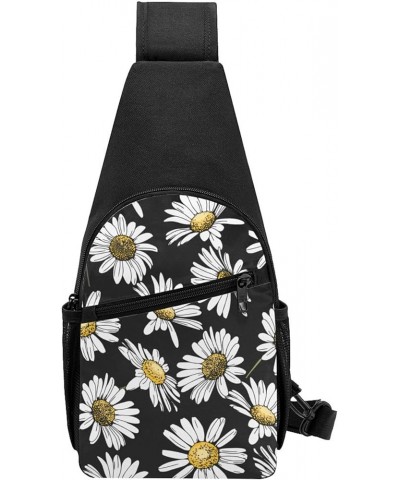 Men and Women Sling Bag Chest Daypack, Compatible with Floral Flowers Purple Gold Rose Shoulder Backpack Crossbody for Hiking...