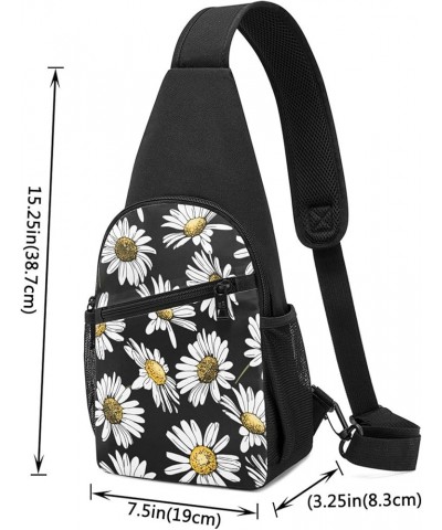 Men and Women Sling Bag Chest Daypack, Compatible with Floral Flowers Purple Gold Rose Shoulder Backpack Crossbody for Hiking...