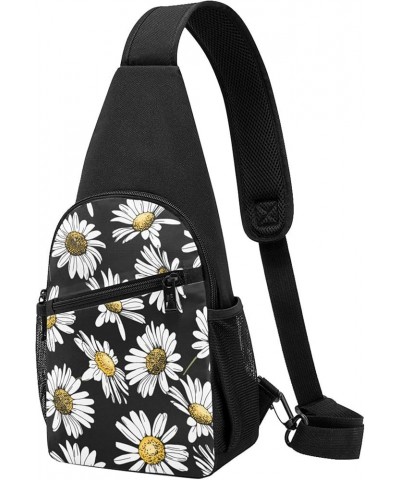 Men and Women Sling Bag Chest Daypack, Compatible with Floral Flowers Purple Gold Rose Shoulder Backpack Crossbody for Hiking...