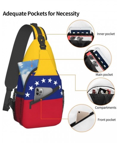 Lightweight Sling Backpack Swedish Flag Print Shoulder Chest Bag Sling Bag Travel Hiking Small Backpack Flag of Venezuela One...