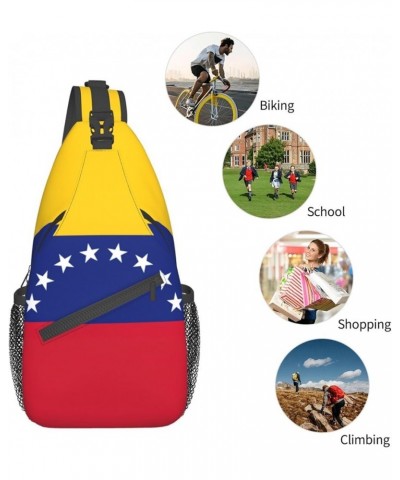 Lightweight Sling Backpack Swedish Flag Print Shoulder Chest Bag Sling Bag Travel Hiking Small Backpack Flag of Venezuela One...