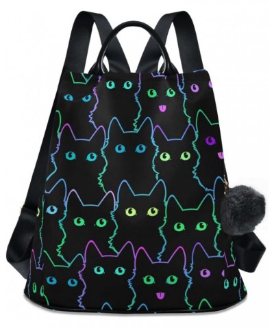 Women's Fashion Backpack Purses, Colorful Neon Cat Backpack Shoulder Bag for Women $22.67 Backpacks