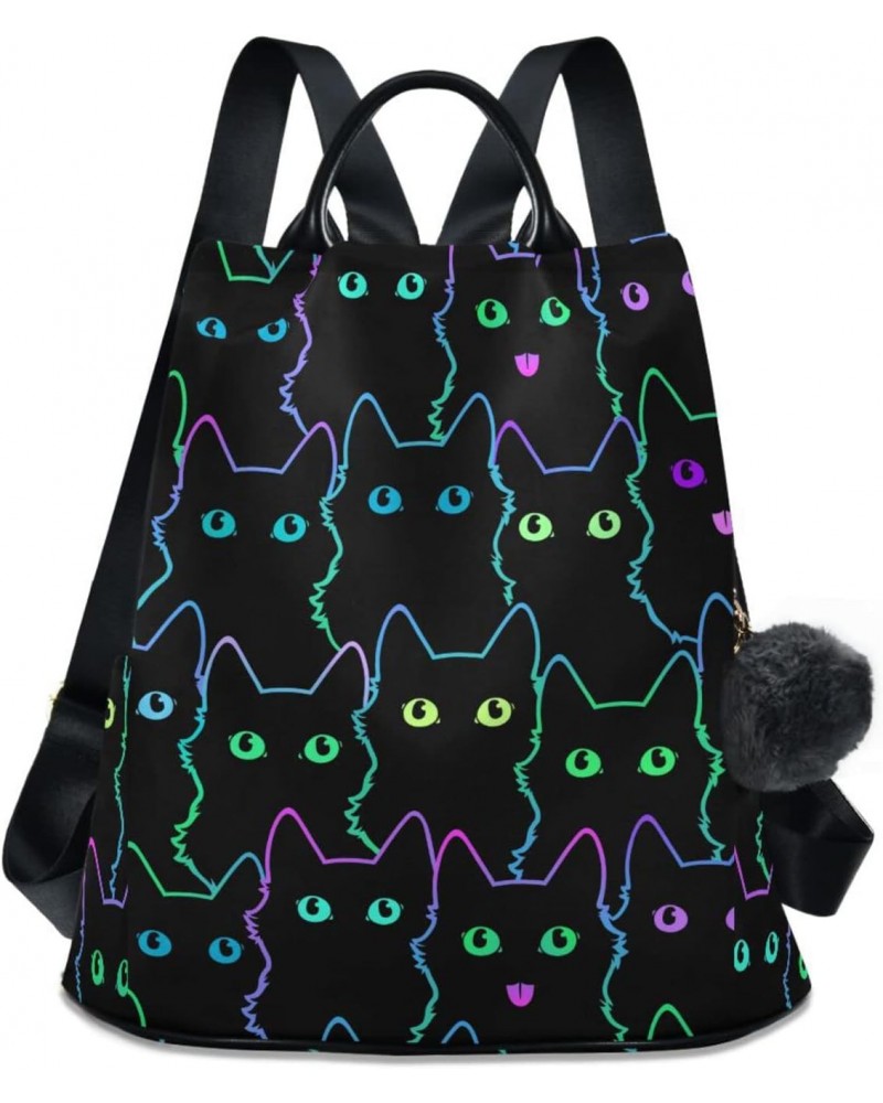 Women's Fashion Backpack Purses, Colorful Neon Cat Backpack Shoulder Bag for Women $22.67 Backpacks