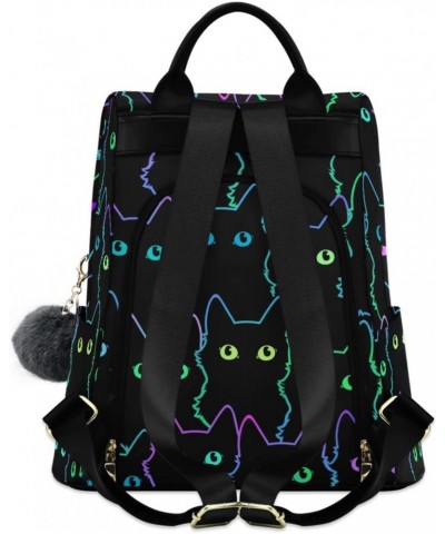 Women's Fashion Backpack Purses, Colorful Neon Cat Backpack Shoulder Bag for Women $22.67 Backpacks