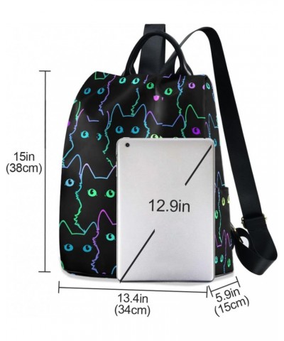 Women's Fashion Backpack Purses, Colorful Neon Cat Backpack Shoulder Bag for Women $22.67 Backpacks