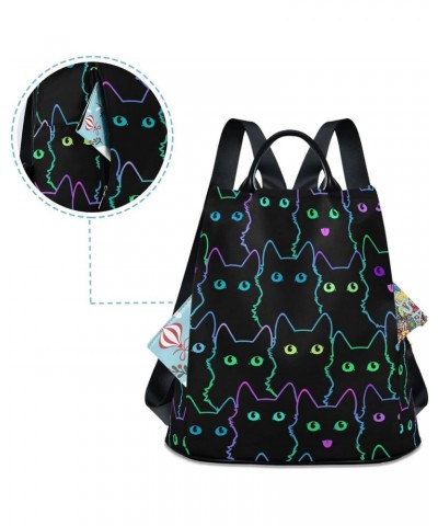 Women's Fashion Backpack Purses, Colorful Neon Cat Backpack Shoulder Bag for Women $22.67 Backpacks