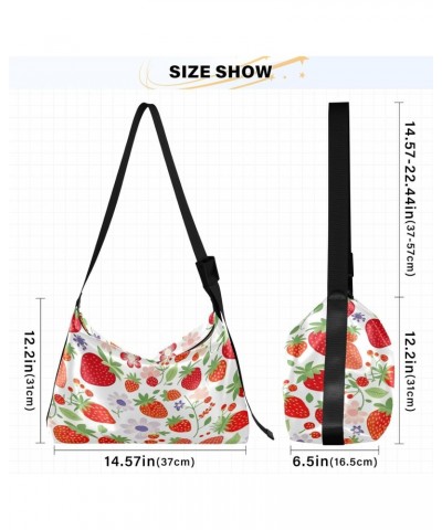 Strawberry Red Crossbody Bag Hobo Handbag Purse Fashion PU Leather Shoulder Bags for Women $20.39 Hobo Bags