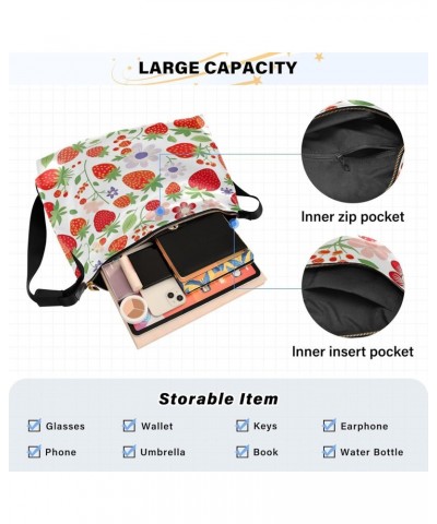 Strawberry Red Crossbody Bag Hobo Handbag Purse Fashion PU Leather Shoulder Bags for Women $20.39 Hobo Bags